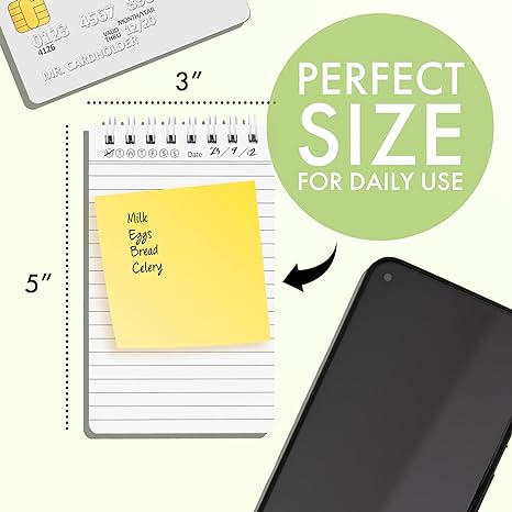 Ensight pocket notepad 3x5 - Small notebooks and meeting notepads for work or school. Easy to carry pocket sized for your bag or desk organization. Holds your post-it and sticky notes - 8 Pack