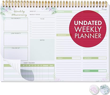 Weekly Undated Planner Notepad 8.5x12" ā Ensight 52 Week Calendar & To Do List for Planning with Easy Tear off Sheets ā Used for Goal, Schedule & Habit Tracking