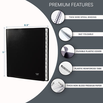 Ensight 2025 Jan-Dec Appointment Book & Planner 8.5in x 11in, Large Tabbed Daily Hourly Weekly Academic Planner, Calendar & Schedule Book 15-Minute time Slots, Business & Personal 2025 Jan-Dec