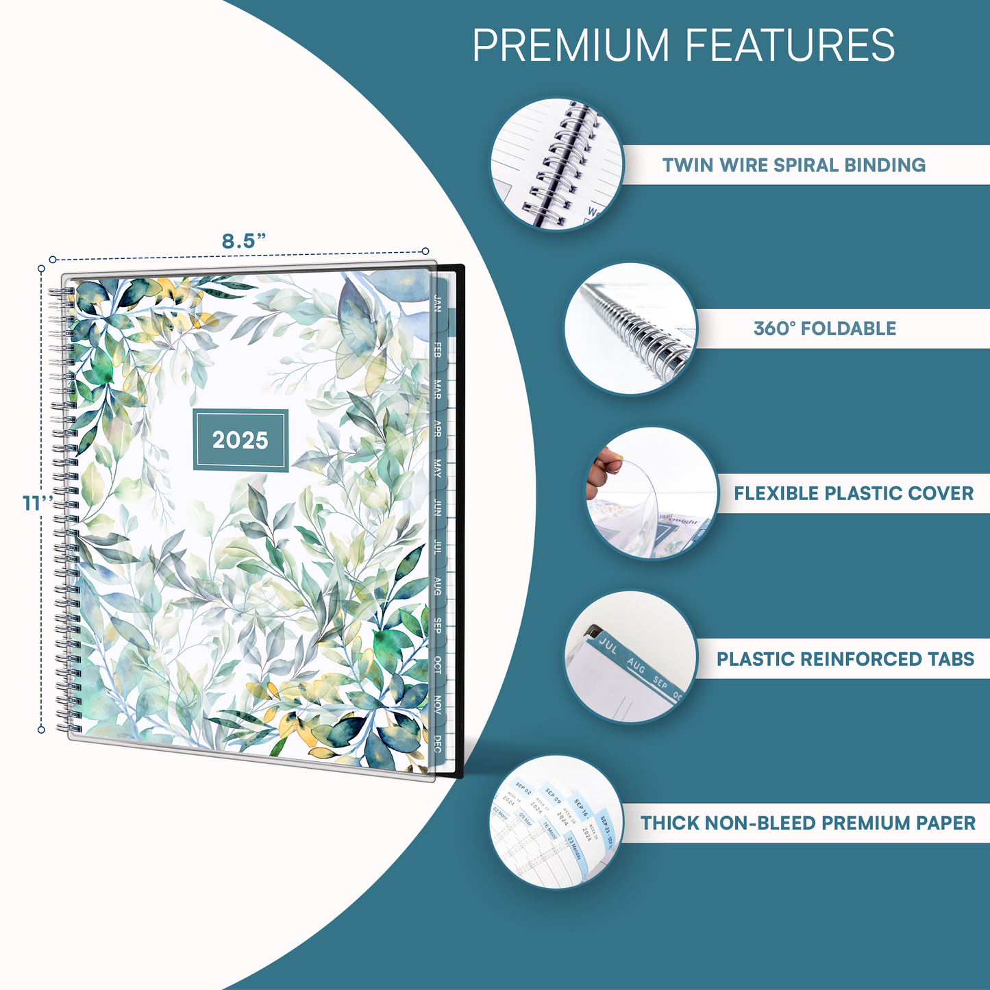 Ensight 2025 Jan-Dec Appointment Book & Planner 8.5in x 11in, Large Tabbed Daily Hourly Weekly Academic Planner, Calendar & Schedule Book 15-Minute time Slots, Business & Personal 2025 Jan-Dec