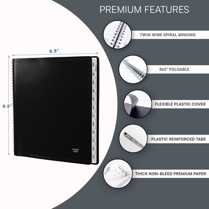 Ensight 2025 Jan-Dec Appointment Book & Planner 6.5in x 8.5in, Large Tabbed Daily Hourly Weekly Academic Planner, Calendar & Schedule Book 15-Minute time Slots, Business & Personal 2025 Jan-Dec
