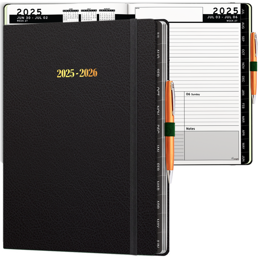 Ensight 2025-June 2026 HARDCOVER Leacather Planner Weekly & Monthly - 8.5x11 Inches - Academic Planner Business Personal or Student - Pen Holder, Bookmark, Notes Pages, Thick Paper, 2025-June 2026-July