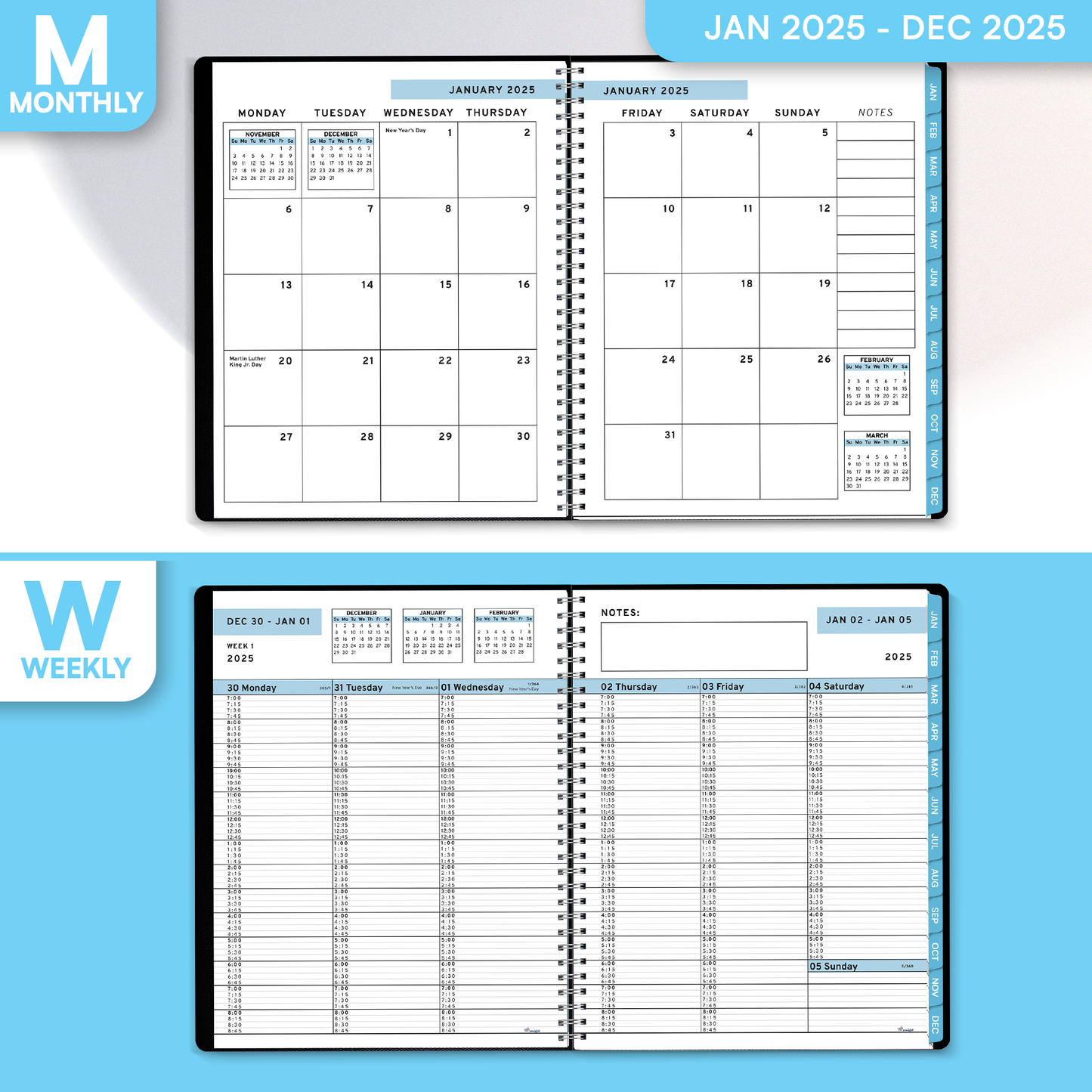 Ensight 2025 Jan-Dec Appointment Book & Planner 8.5in x 11in, Large Tabbed Daily Hourly Weekly Academic Planner, Calendar & Schedule Book 15-Minute time Slots, Business & Personal 2025 Jan-Dec