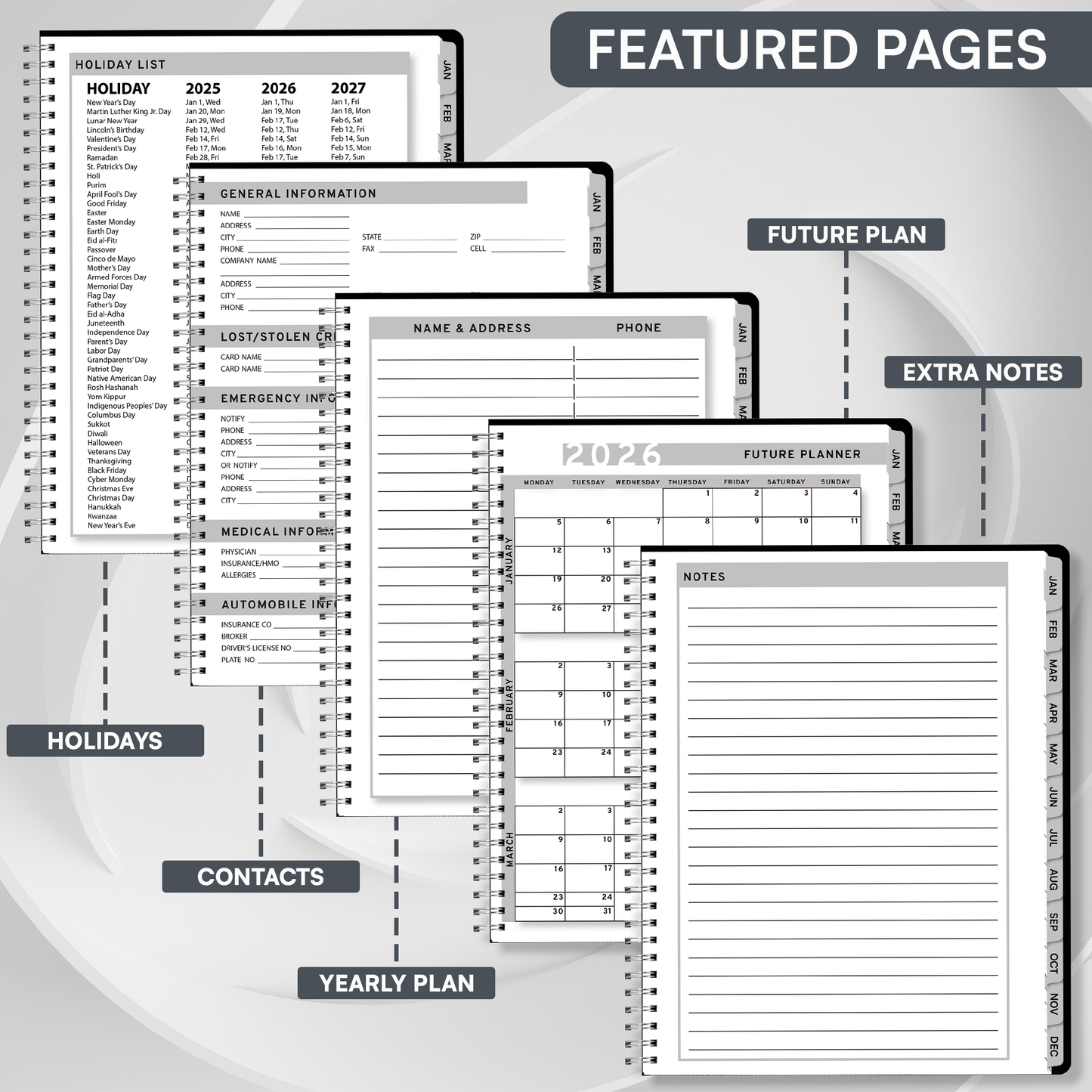 Ensight 2025 Jan-Dec Appointment Book & Planner 8.5in x 11in, Large Tabbed Daily Hourly Weekly Academic Planner, Calendar & Schedule Book 15-Minute time Slots, Business & Personal 2025 Jan-Dec