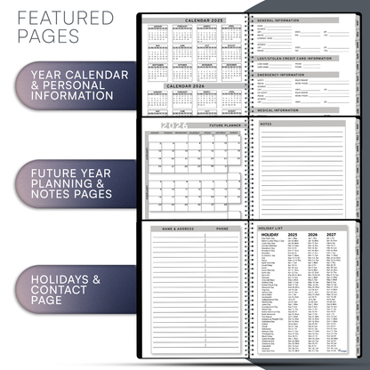 Ensight 2025 Jan-Dec Appointment Book & Planner 6.5in x 8.5in, Large Tabbed Daily Hourly Weekly Academic Planner, Calendar & Schedule Book 15-Minute time Slots, Business & Personal 2025 Jan-Dec