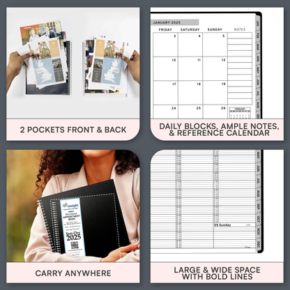 Ensight 2025 Jan-Dec Appointment Book & Planner 6.5in x 8.5in, Large Tabbed Daily Hourly Weekly Academic Planner, Calendar & Schedule Book 15-Minute time Slots, Business & Personal 2025 Jan-Dec