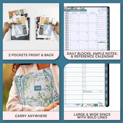 Ensight 2025 Jan-Dec Appointment Book & Planner 6.5in x 8.5in, Large Tabbed Daily Hourly Weekly Academic Planner, Calendar & Schedule Book 15-Minute time Slots, Business & Personal 2025 Jan-Dec