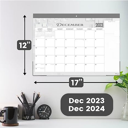Desk Calendar 2024-17x12 Wall Calendar - Ensight - Thick Paper & Notes Section - Runs from December 2023 - December 2024