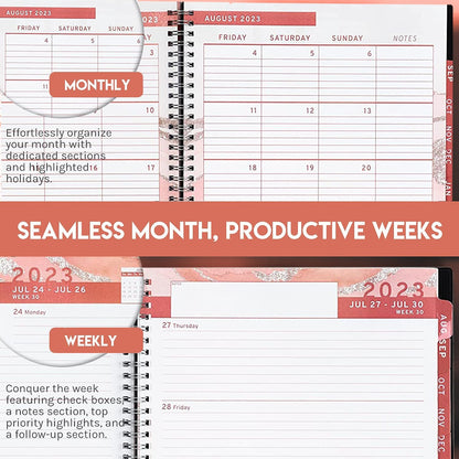 Aesthetic Planner 2023-2024 Academic Year (July 2023 - June 2024) - 8.5 x11 ENSIGHT 2023-2024 Planner with Weekly and Monthly Calendar pages - Daily Planner for Women