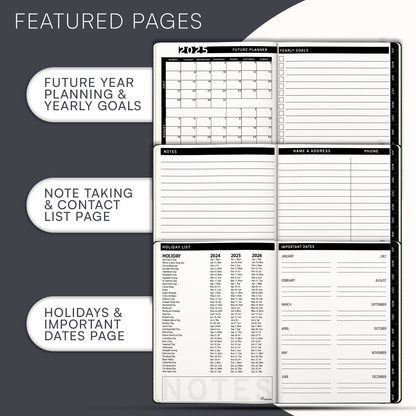 Ensight 2024 - 2025 HARDCOVER Leacather Planner Weekly & Monthly - 8.5x11 Inches - Academic Planner Business Personal or Student - Pen Holder, Bookmark, Notes Pages, Thick Paper, July 2024 - June 2025