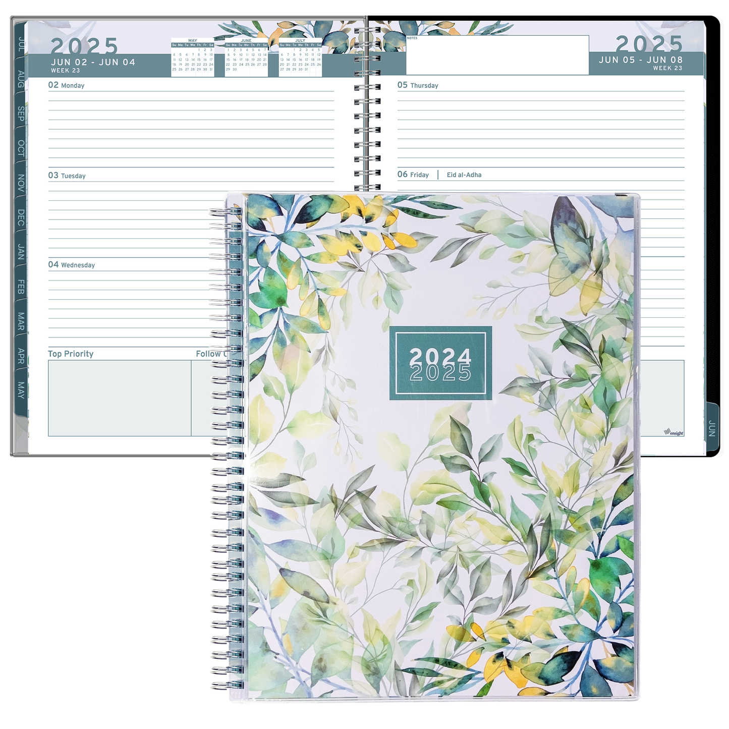 Aesthetic Planner Academic Year July 2024 - June 2025-8.5 x11 with Weekly and Monthly Calendar pages - Daily Planner for Office Teacher Student Work