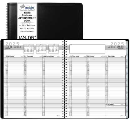 Ensight 2025 Jan-Dec Appointment Book & Planner 8.5in x 11in, Large Tabbed Daily Hourly Weekly Academic Planner, Calendar & Schedule Book 15-Minute time Slots, Business & Personal 2025 Jan-Dec