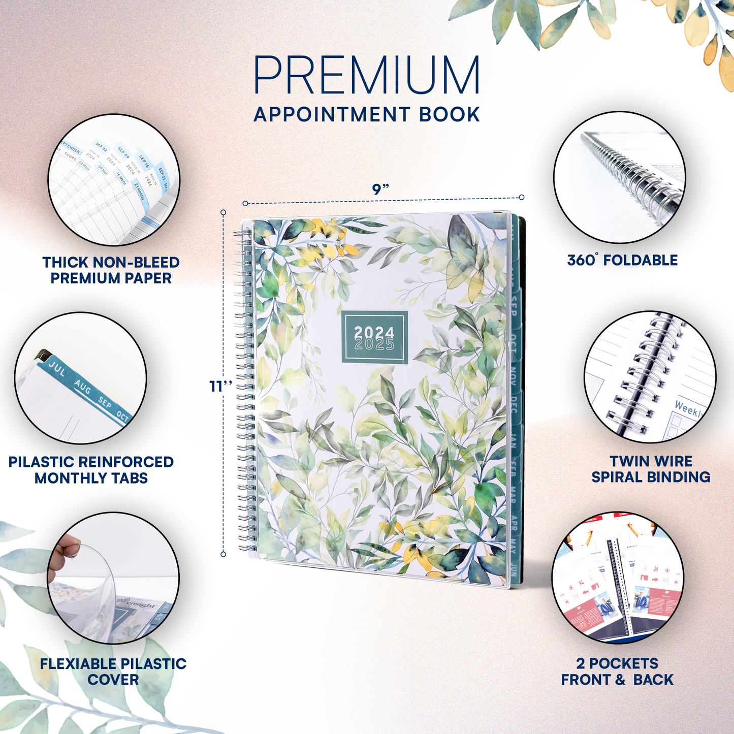 Ensight 2024 - 2025 Appointment Book & Planner - 8.5 x 11 inches, Large Tabbed Daily Hourly Weekly Academic Planner, Calendar & Schedule Book 15-Minute time Slots, Business & Personal July 2024 - June 2025