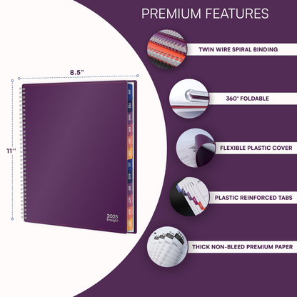 Ensight 2025 Jan-Dec Appointment Book & Planner 8.5in x 11in, Large Tabbed Daily Hourly Weekly Academic Planner, Calendar & Schedule Book 15-Minute time Slots, Business & Personal 2025 Jan-Dec