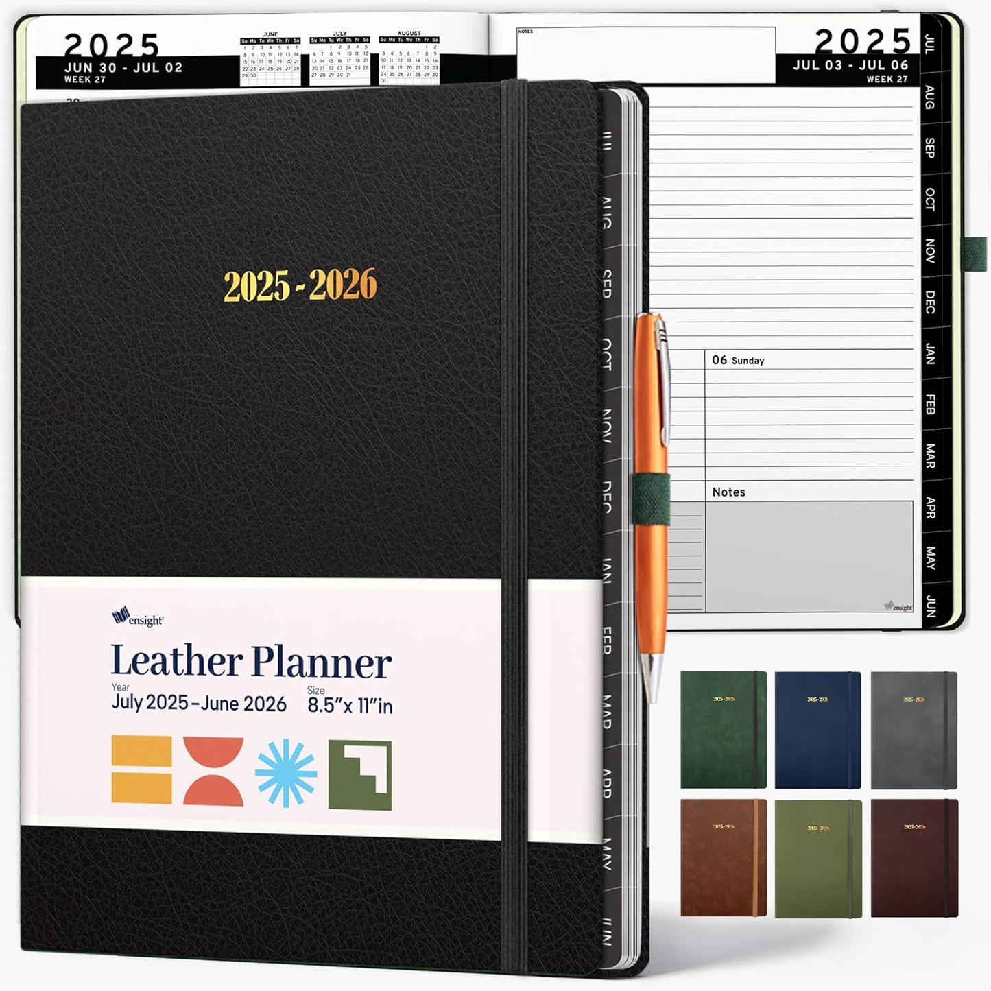 A4 2025-June 2026 July Midyear Leather Planner