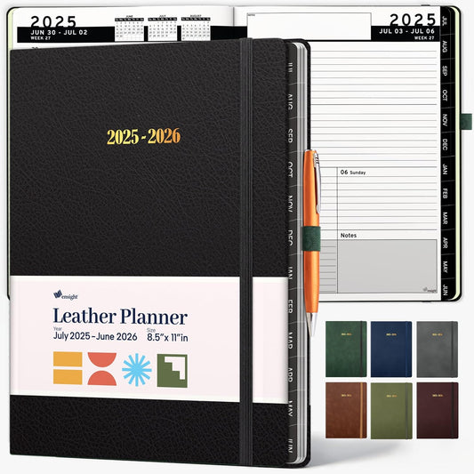 A4 2025-June 2026 July Midyear Leather Planner