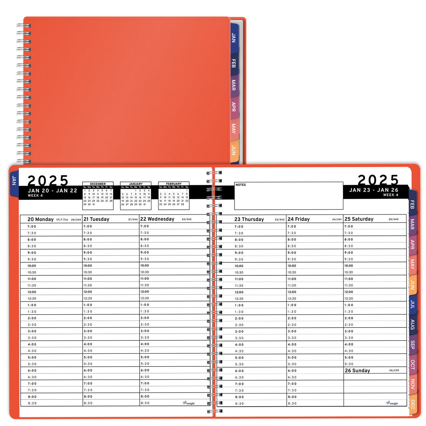 Ensight 2025 Jan-Dec Appointment Book & Planner 6.5in x 8.5in, Large Tabbed Daily Hourly Weekly Academic Planner, Calendar & Schedule Book 15-Minute time Slots, Business & Personal 2025 Jan-Dec