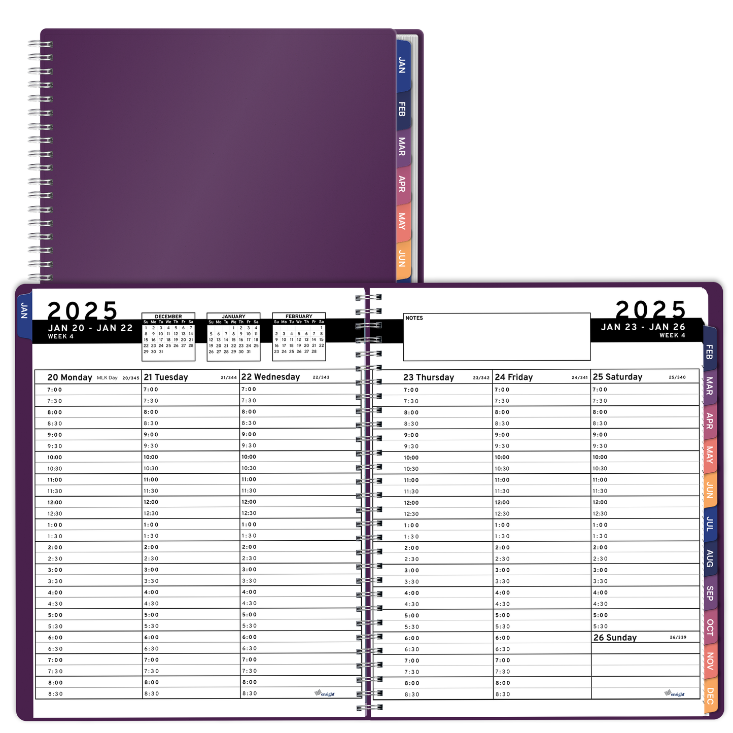 Ensight 2025 Jan-Dec Appointment Book & Planner 6.5in x 8.5in, Large Tabbed Daily Hourly Weekly Academic Planner, Calendar & Schedule Book 15-Minute time Slots, Business & Personal 2025 Jan-Dec