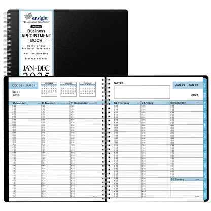 Ensight 2025 Jan-Dec Appointment Book & Planner 8.5in x 11in, Large Tabbed Daily Hourly Weekly Academic Planner, Calendar & Schedule Book 15-Minute time Slots, Business & Personal 2025 Jan-Dec