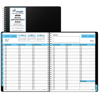 Ensight 2024 - 2025 Appointment Book & Planner - 8.5 x 11 inches, Large Tabbed Daily Hourly Weekly Academic Planner, Calendar & Schedule Book 15-Minute time Slots, Business & Personal July 2024 - June 2025