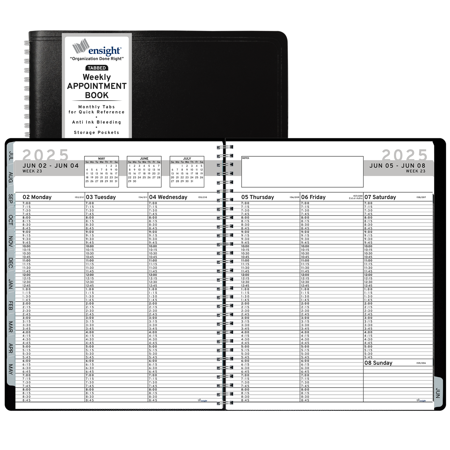 Ensight 2024 - 2025 Appointment Book & Planner - 8.5 x 11 inches, Large Tabbed Daily Hourly Weekly Academic Planner, Calendar & Schedule Book 15-Minute time Slots, Business & Personal July 2024 - June 2025