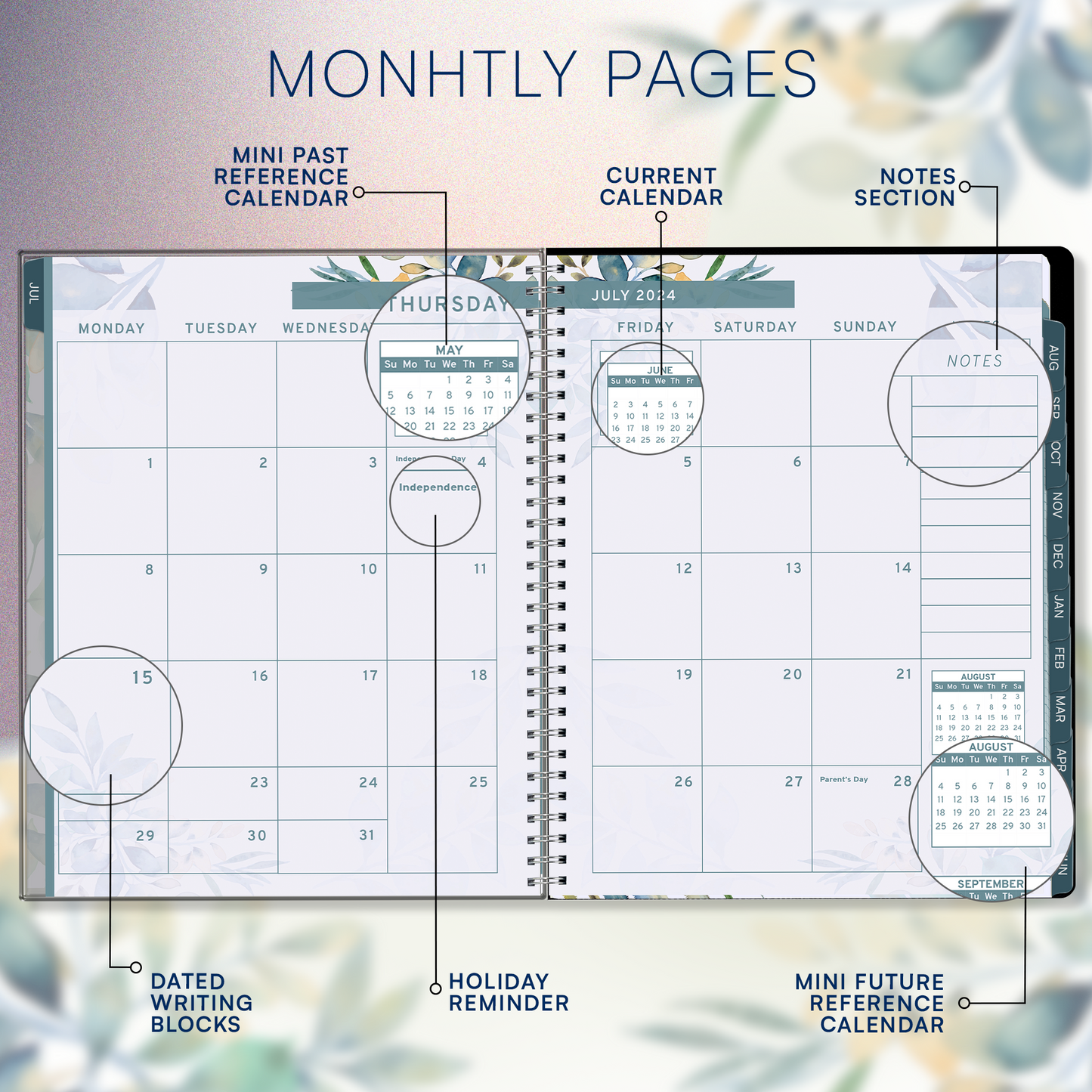 Ensight 2024 - 2025 Appointment Book & Planner - 8.5 x 11 inches, Large Tabbed Daily Hourly Weekly Academic Planner, Calendar & Schedule Book 15-Minute time Slots, Business & Personal July 2024 - June 2025