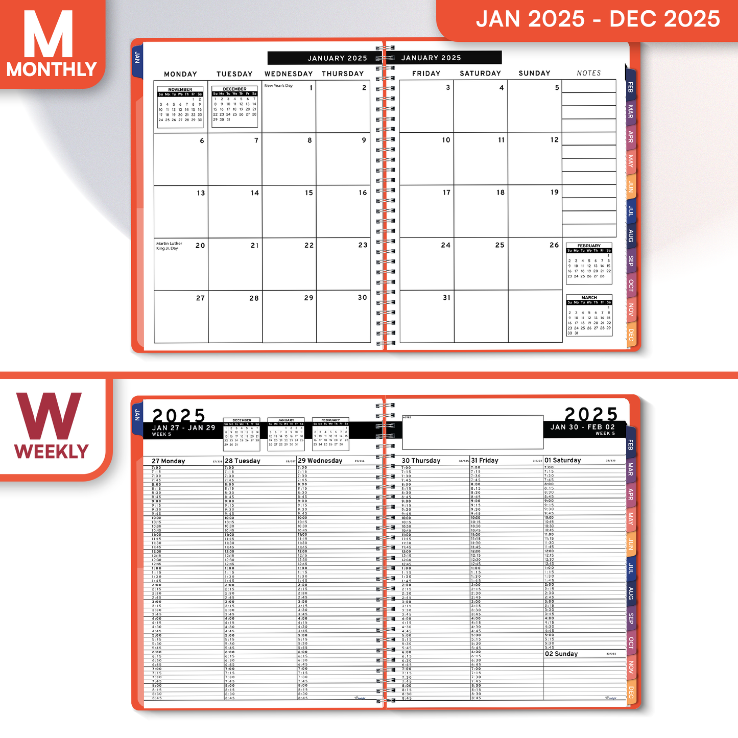 Ensight 2025 Jan-Dec Appointment Book & Planner 8.5in x 11in, Large Tabbed Daily Hourly Weekly Academic Planner, Calendar & Schedule Book 15-Minute time Slots, Business & Personal 2025 Jan-Dec