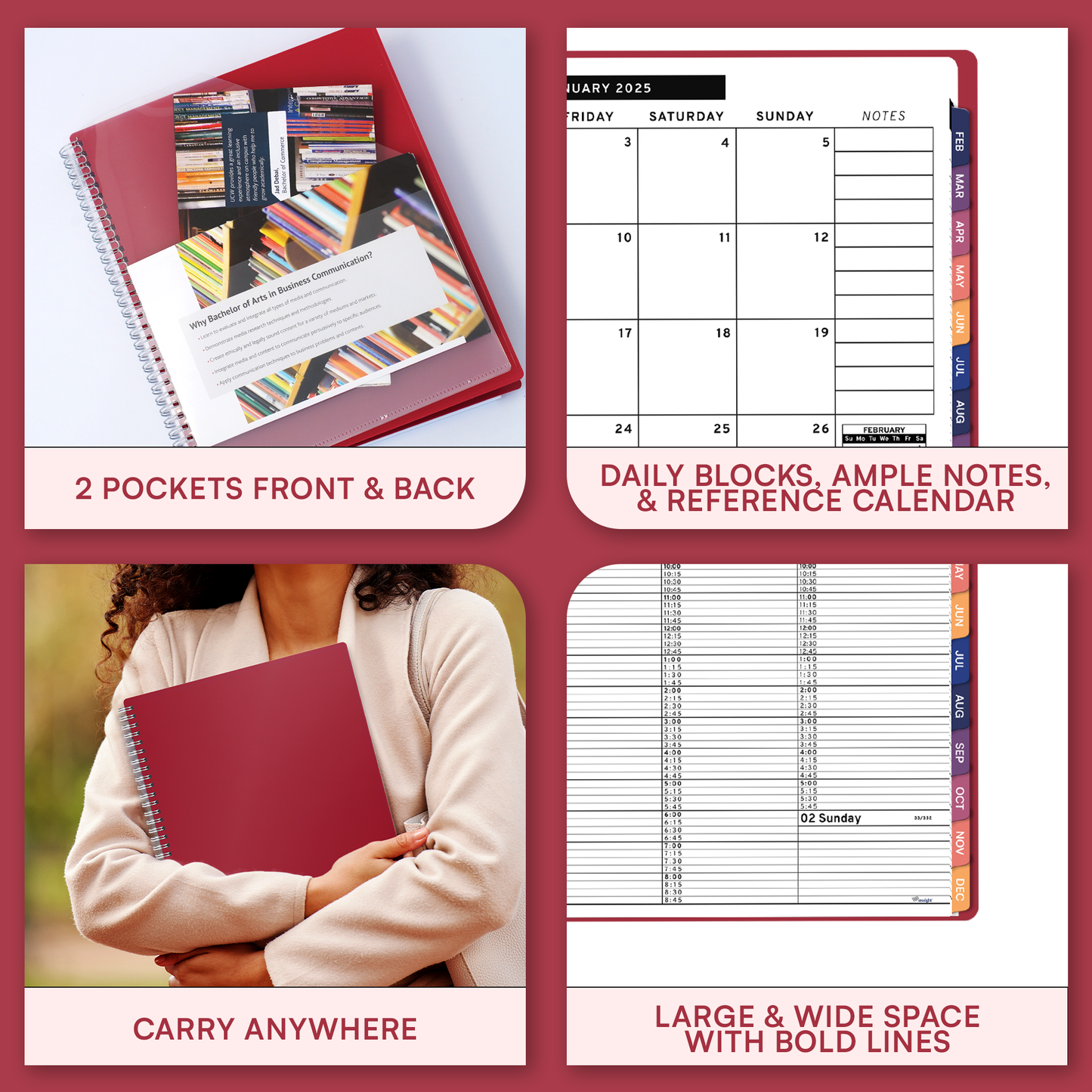 Ensight 2025 Jan-Dec Appointment Book & Planner 8.5in x 11in, Large Tabbed Daily Hourly Weekly Academic Planner, Calendar & Schedule Book 15-Minute time Slots, Business & Personal 2025 Jan-Dec