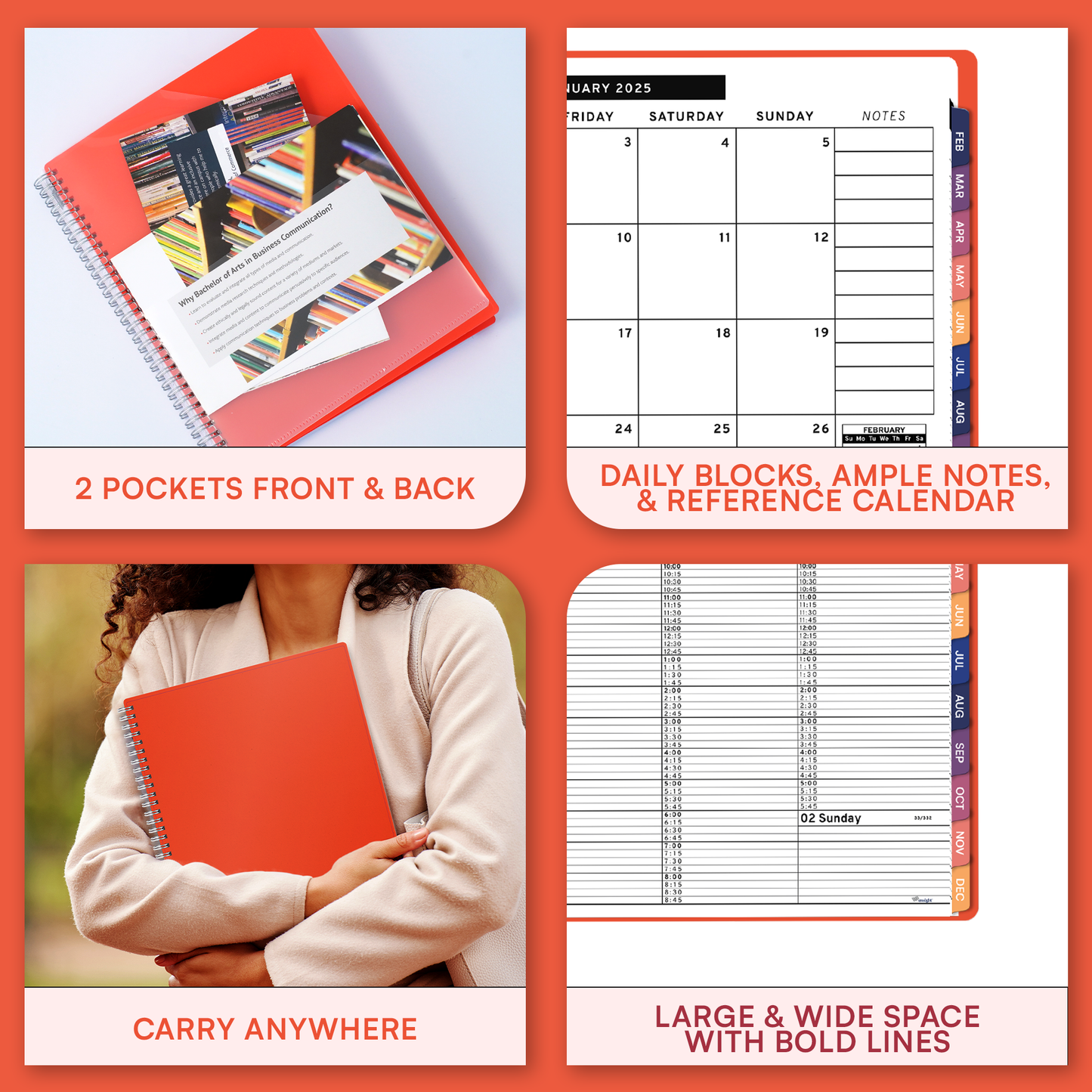 Ensight 2025 Jan-Dec Appointment Book & Planner 8.5in x 11in, Large Tabbed Daily Hourly Weekly Academic Planner, Calendar & Schedule Book 15-Minute time Slots, Business & Personal 2025 Jan-Dec