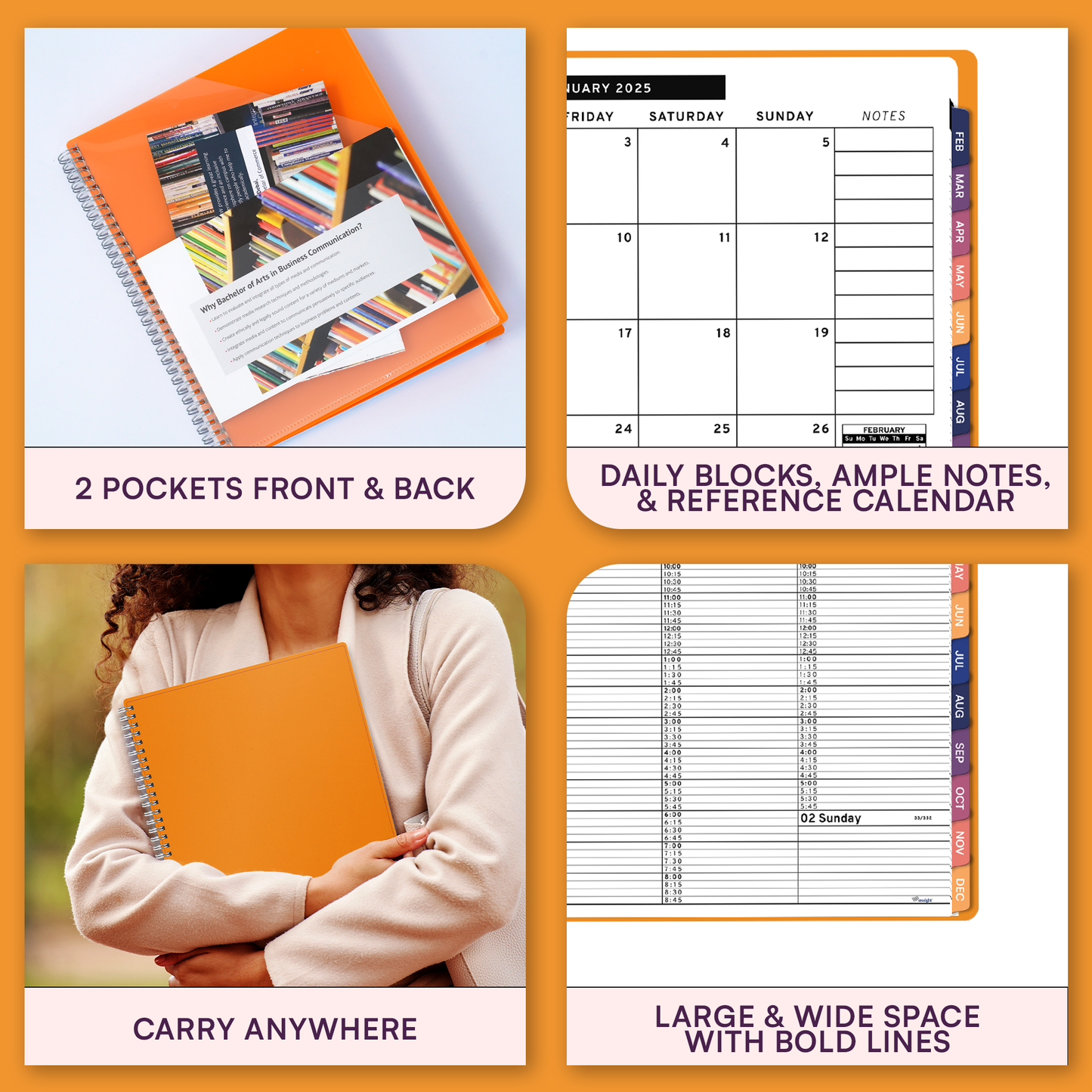 Ensight 2025 Jan-Dec Appointment Book & Planner 8.5in x 11in, Large Tabbed Daily Hourly Weekly Academic Planner, Calendar & Schedule Book 15-Minute time Slots, Business & Personal 2025 Jan-Dec