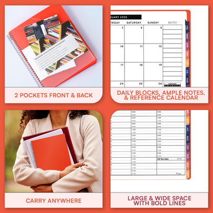 Ensight 2025 Jan-Dec Appointment Book & Planner 6.5in x 8.5in, Large Tabbed Daily Hourly Weekly Academic Planner, Calendar & Schedule Book 15-Minute time Slots, Business & Personal 2025 Jan-Dec