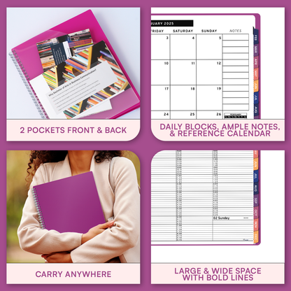 Ensight 2025 Jan-Dec Appointment Book & Planner 8.5in x 11in, Large Tabbed Daily Hourly Weekly Academic Planner, Calendar & Schedule Book 15-Minute time Slots, Business & Personal 2025 Jan-Dec