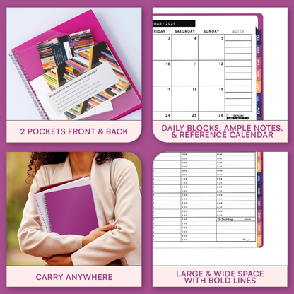 Ensight 2025 Jan-Dec Appointment Book & Planner 6.5in x 8.5in, Large Tabbed Daily Hourly Weekly Academic Planner, Calendar & Schedule Book 15-Minute time Slots, Business & Personal 2025 Jan-Dec