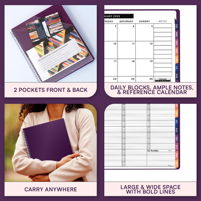 Ensight 2025 Jan-Dec Appointment Book & Planner 8.5in x 11in, Large Tabbed Daily Hourly Weekly Academic Planner, Calendar & Schedule Book 15-Minute time Slots, Business & Personal 2025 Jan-Dec