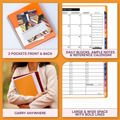 Ensight 2025 Jan-Dec Appointment Book & Planner 6.5in x 8.5in, Large Tabbed Daily Hourly Weekly Academic Planner, Calendar & Schedule Book 15-Minute time Slots, Business & Personal 2025 Jan-Dec