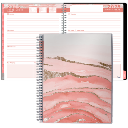 Aesthetic Planner Academic Year July 2024 - June 2025-8.5 x11 with Weekly and Monthly Calendar pages - Daily Planner for Office Teacher Student Work