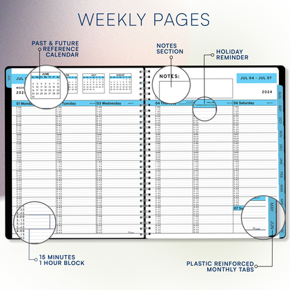 Ensight 2024 - 2025 Appointment Book & Planner - 8.5 x 11 inches, Large Tabbed Daily Hourly Weekly Academic Planner, Calendar & Schedule Book 15-Minute time Slots, Business & Personal July 2024 - June 2025